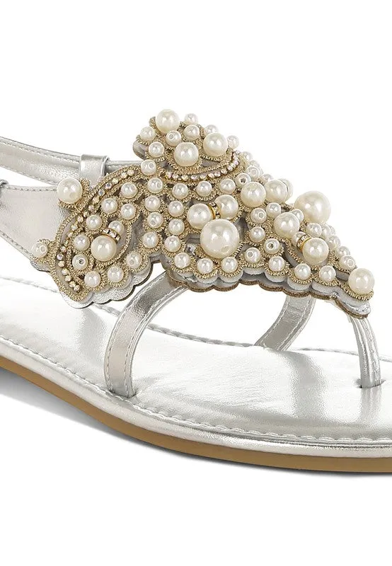 Opazie Metallic Pearl Embellished Flats