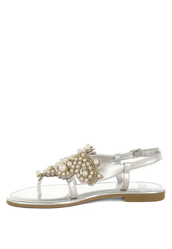 Opazie Metallic Pearl Embellished Flats