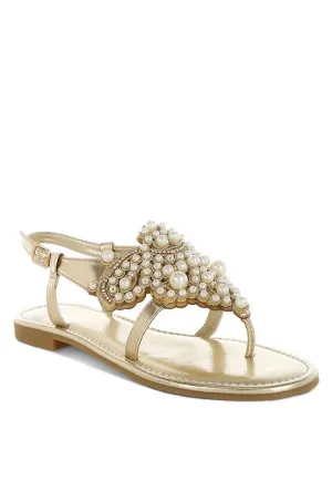 Opazie Metallic Pearl Embellished Flats