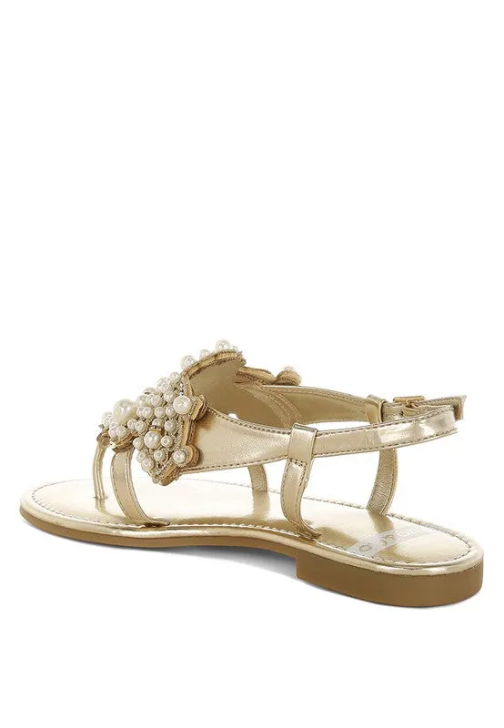 Opazie Metallic Pearl Embellished Flats