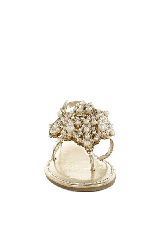 Opazie Metallic Pearl Embellished Flats
