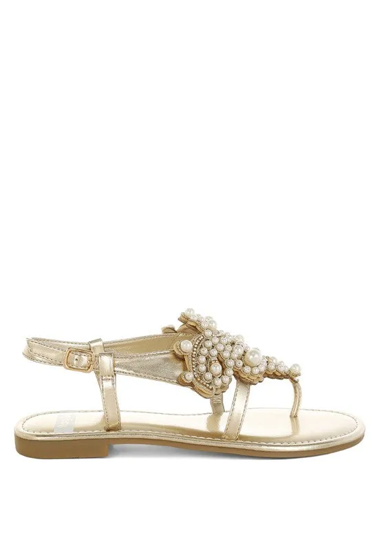 Opazie Metallic Pearl Embellished Flats