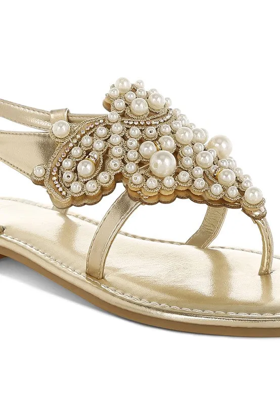 Opazie Metallic Pearl Embellished Flats