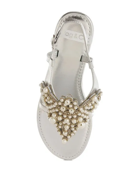 Opazie Metallic Pearl Embellished Flats