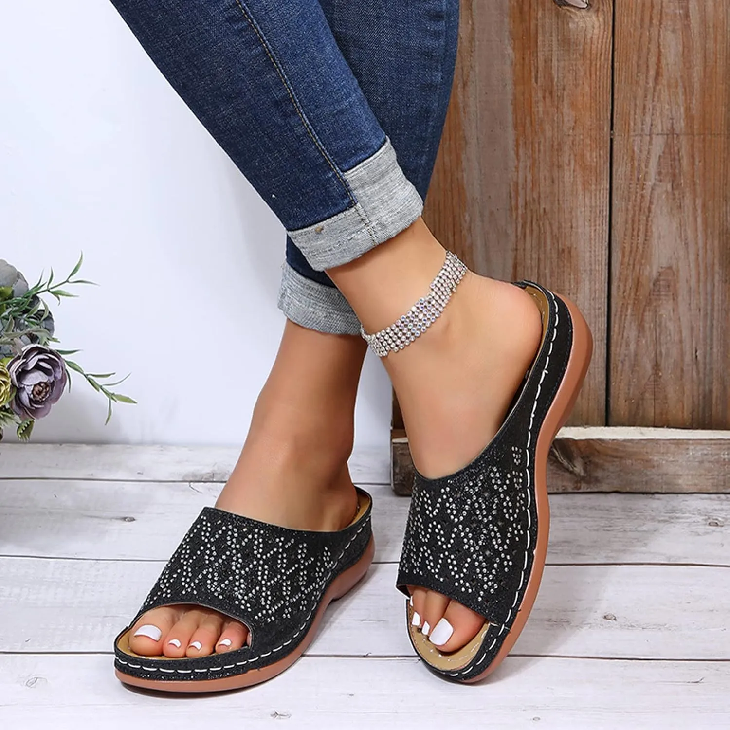 Orthopedic Flip Flops for Women Adjustable Arch Support Sandals Thick Cushion Yoga Mat Recovery Footwear Plantar Fasciitis Comfortable