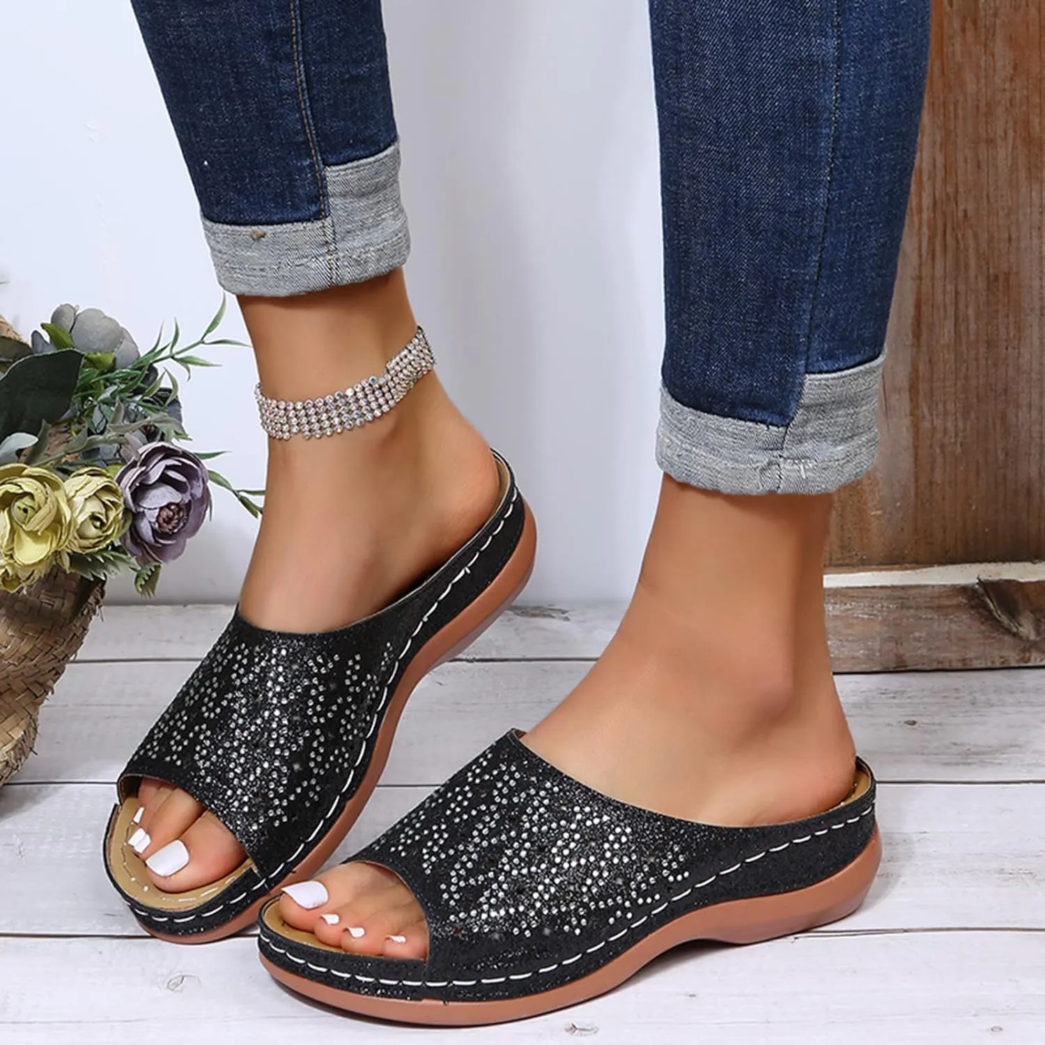 Orthopedic Flip Flops for Women Adjustable Arch Support Sandals Thick Cushion Yoga Mat Recovery Footwear Plantar Fasciitis Comfortable