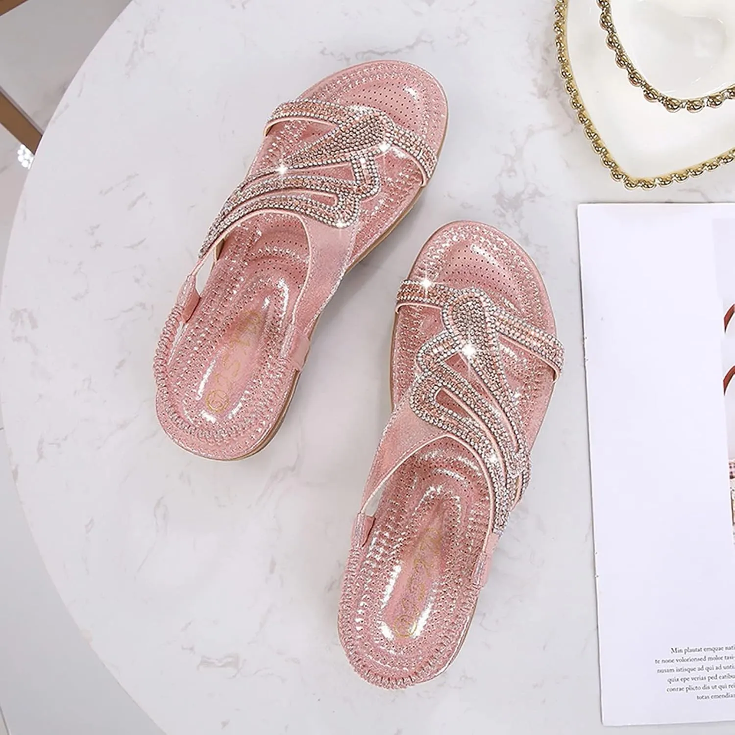 Orthopedic Sandals for Women Arch Support Orthotic Flip Flops with Yoga Mat Cushion Plantar Fasciitis Relief Adjustable Thong Straps Vacation Footwear Summer Beach Shoes