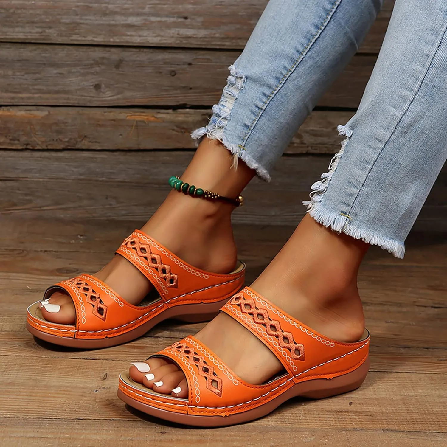 Orthopedic Sandals for Women Cushion Orthotic Womens Wide Width Sandals Orthopedic Womens Summer Sandal Orthopedic Womens Arch Support Wide Width Dressy Flat Sandals Orthodic Sandals for Women