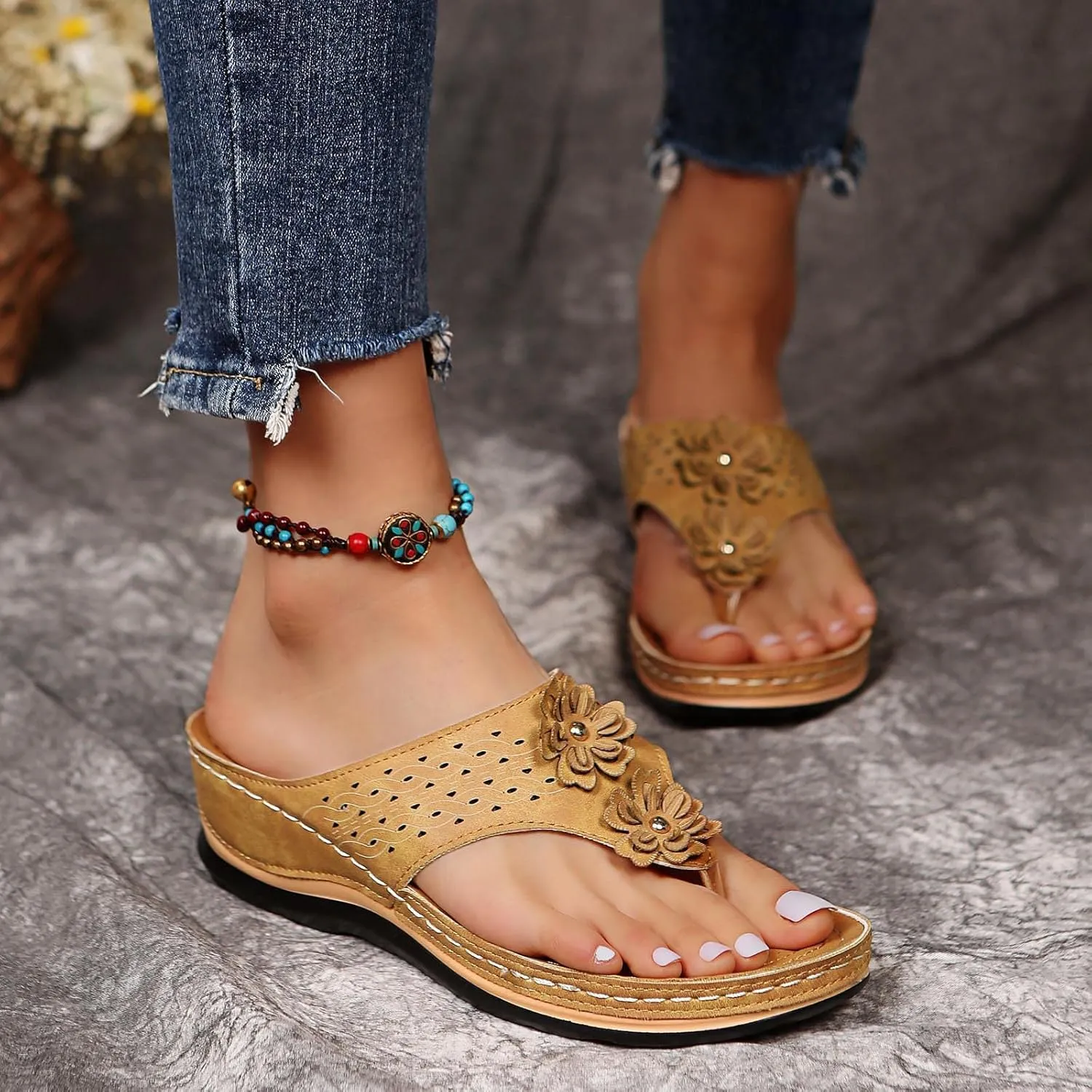 Orthopedic Slipper with Arch Support for Women Washable Orthopedic Women Flats Sandals Womens Summer Shoes with Arch Support Orthotic Womens Dressy Sandals Wide Womens Arch Support Sandals Orthotic