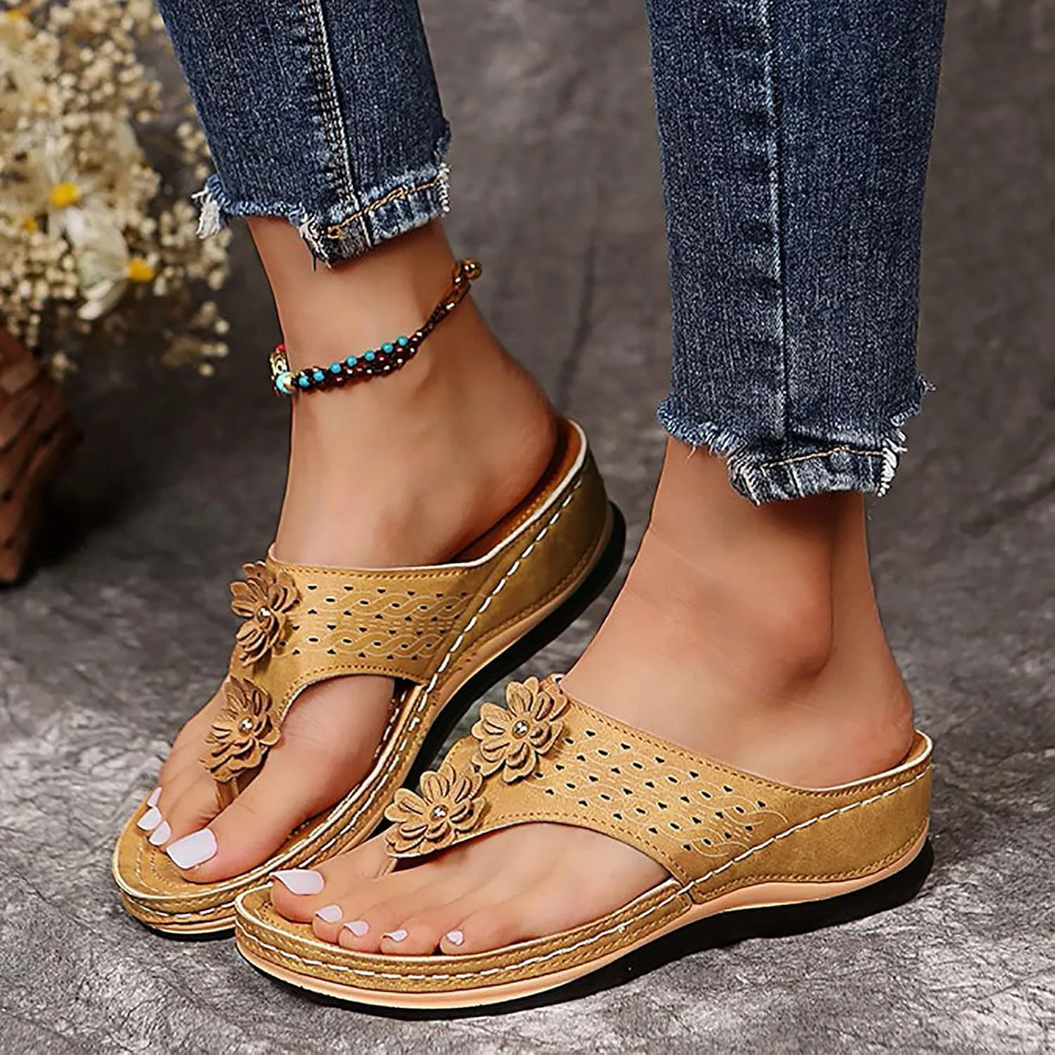 Orthopedic Slipper with Arch Support for Women Washable Orthopedic Women Flats Sandals Womens Summer Shoes with Arch Support Orthotic Womens Dressy Sandals Wide Womens Arch Support Sandals Orthotic