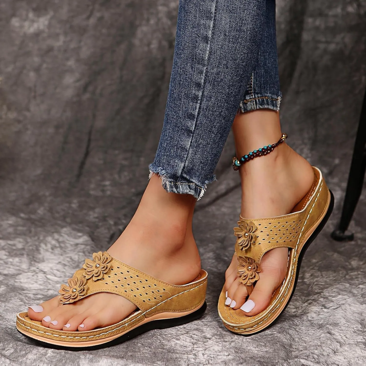 Orthopedic Slipper with Arch Support for Women Washable Orthopedic Women Flats Sandals Womens Summer Shoes with Arch Support Orthotic Womens Dressy Sandals Wide Womens Arch Support Sandals Orthotic