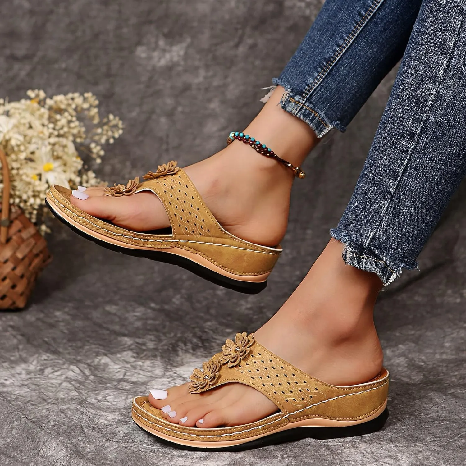 Orthopedic Slipper with Arch Support for Women Washable Orthopedic Women Flats Sandals Womens Summer Shoes with Arch Support Orthotic Womens Dressy Sandals Wide Womens Arch Support Sandals Orthotic