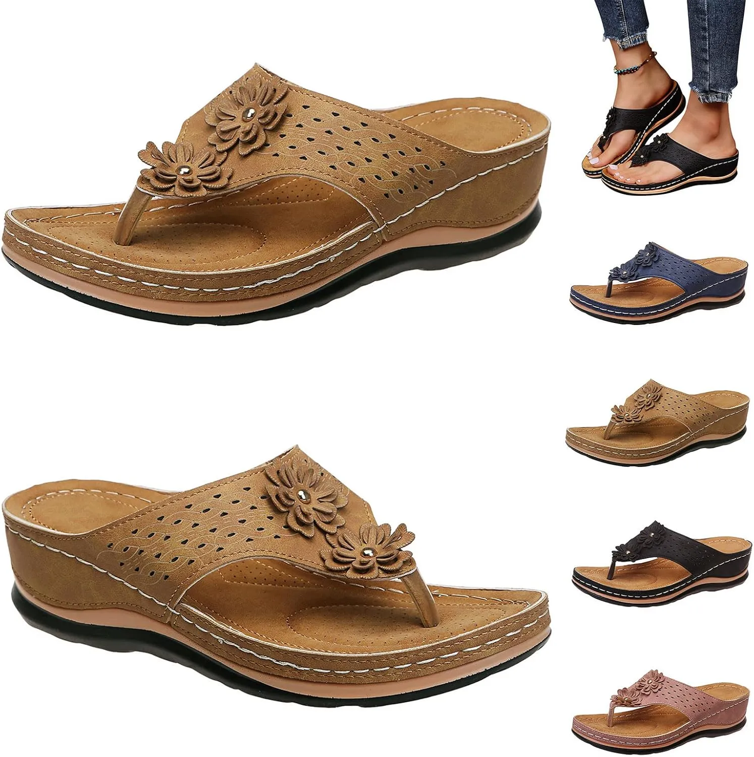 Orthopedic Slipper with Arch Support for Women Washable Orthopedic Women Flats Sandals Womens Summer Shoes with Arch Support Orthotic Womens Dressy Sandals Wide Womens Arch Support Sandals Orthotic