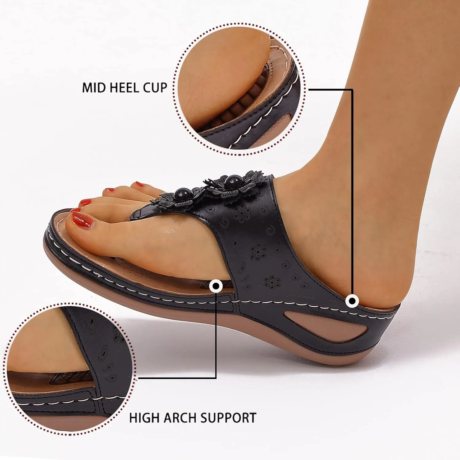 Orthopedic Slippers for Planters Fasciitis Womens Orthotic Womens Sandals Wide Width Sandals for Womens Orthopedic Womens Black Slip On Sandals Dressy Orthopedic Cute Summer Sandals for Women 2025