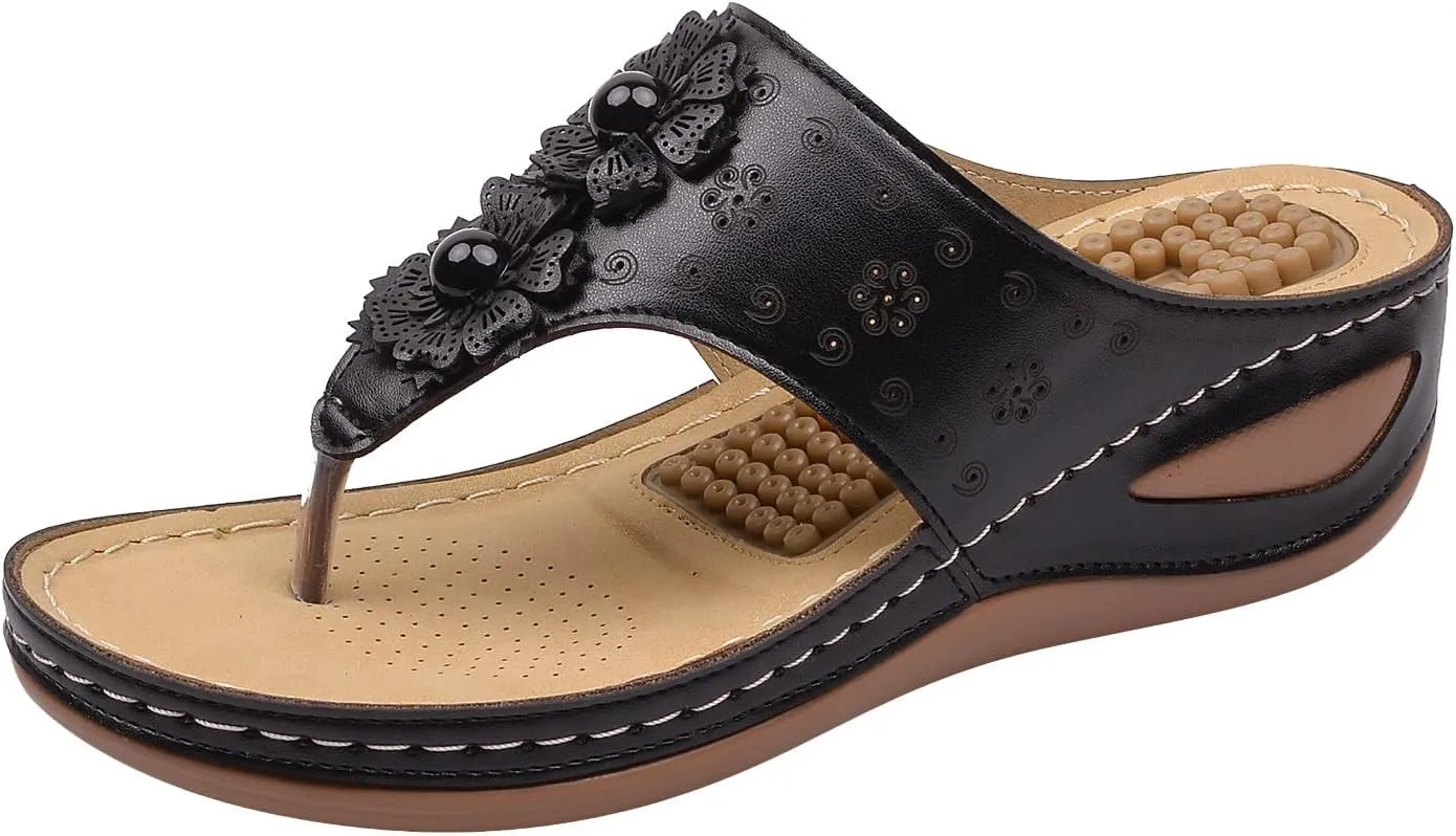 Orthopedic Slippers for Planters Fasciitis Womens Orthotic Womens Sandals Wide Width Sandals for Womens Orthopedic Womens Black Slip On Sandals Dressy Orthopedic Cute Summer Sandals for Women 2025