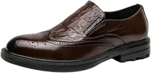 Oxford Dress Shoes for Men New Men's Dress Oxford Shoes - Crocodile Embossed Lace-up Business Loafers, Formal Leather Shoes for Men, Stylish & Comfortable Office Dress Shoes