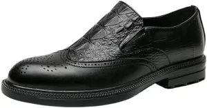 Oxford Dress Shoes for Men New Men's Dress Oxford Shoes - Crocodile Embossed Lace-up Business Loafers, Formal Leather Shoes for Men, Stylish & Comfortable Office Dress Shoes