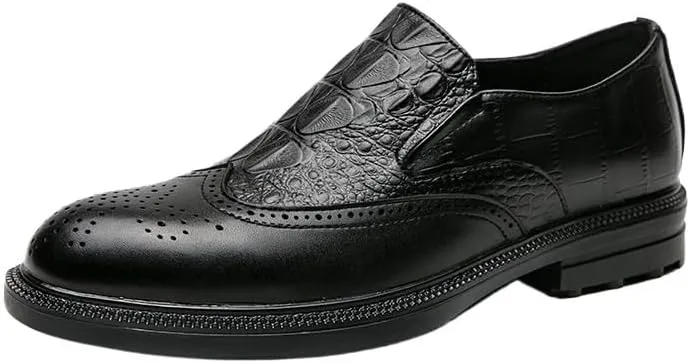 Oxford Dress Shoes for Men New Men's Dress Oxford Shoes - Crocodile Embossed Lace-up Business Loafers, Formal Leather Shoes for Men, Stylish & Comfortable Office Dress Shoes