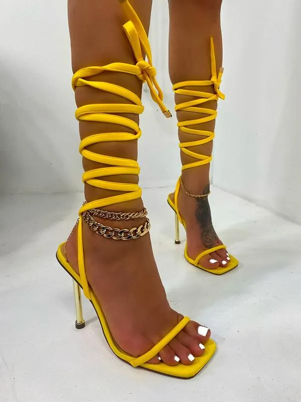 Pazzle Chica-01 Women's Open Toe Lace up High Heels Sandals