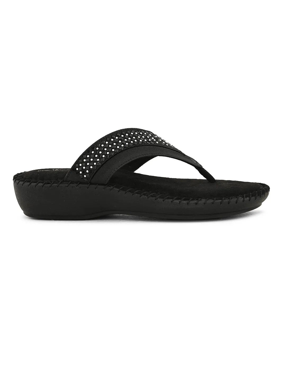 Pelle Albero Women's Black Satin upper Slip-On Flat Slipper