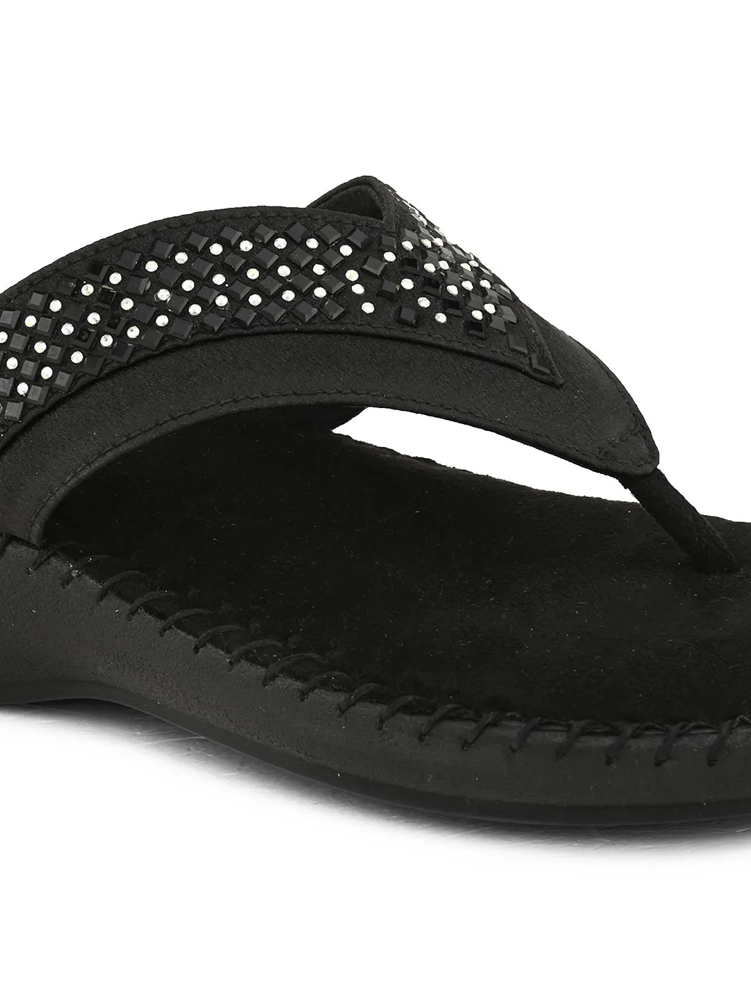 Pelle Albero Women's Black Satin upper Slip-On Flat Slipper