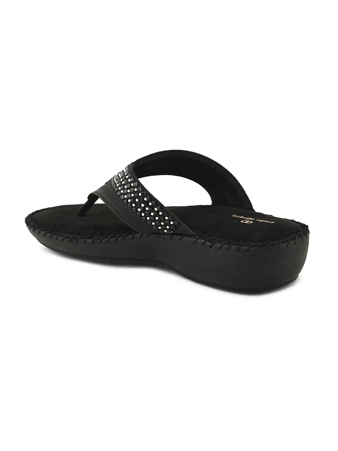 Pelle Albero Women's Black Satin upper Slip-On Flat Slipper