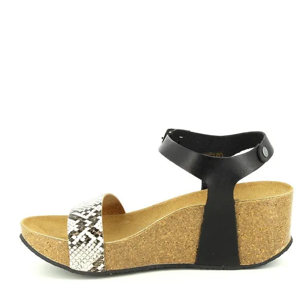Plakton 273023 Black Snake Print Wedges