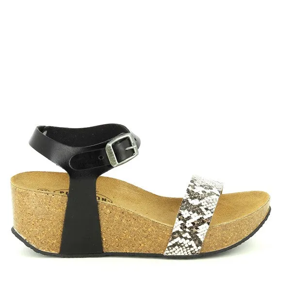 Plakton 273023 Black Snake Print Wedges