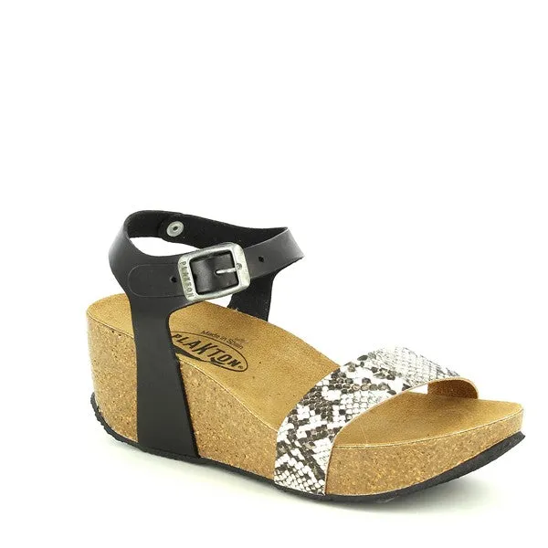 Plakton 273023 Black Snake Print Wedges