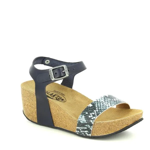 Plakton 273023 Navy Snake Print Wedges