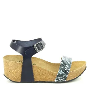 Plakton 273023 Navy Snake Print Wedges