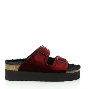 Plakton 280010 Burgundy Fur Platform Sandals
