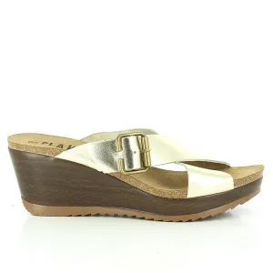 Plakton 525288 Gold Cross-Strap Wedges