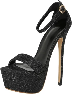 Platform Heels for Women Stiletto High Heel Sandals Sexy Ankle Strap Open Toe Party Bridal Evening Dress Shoes