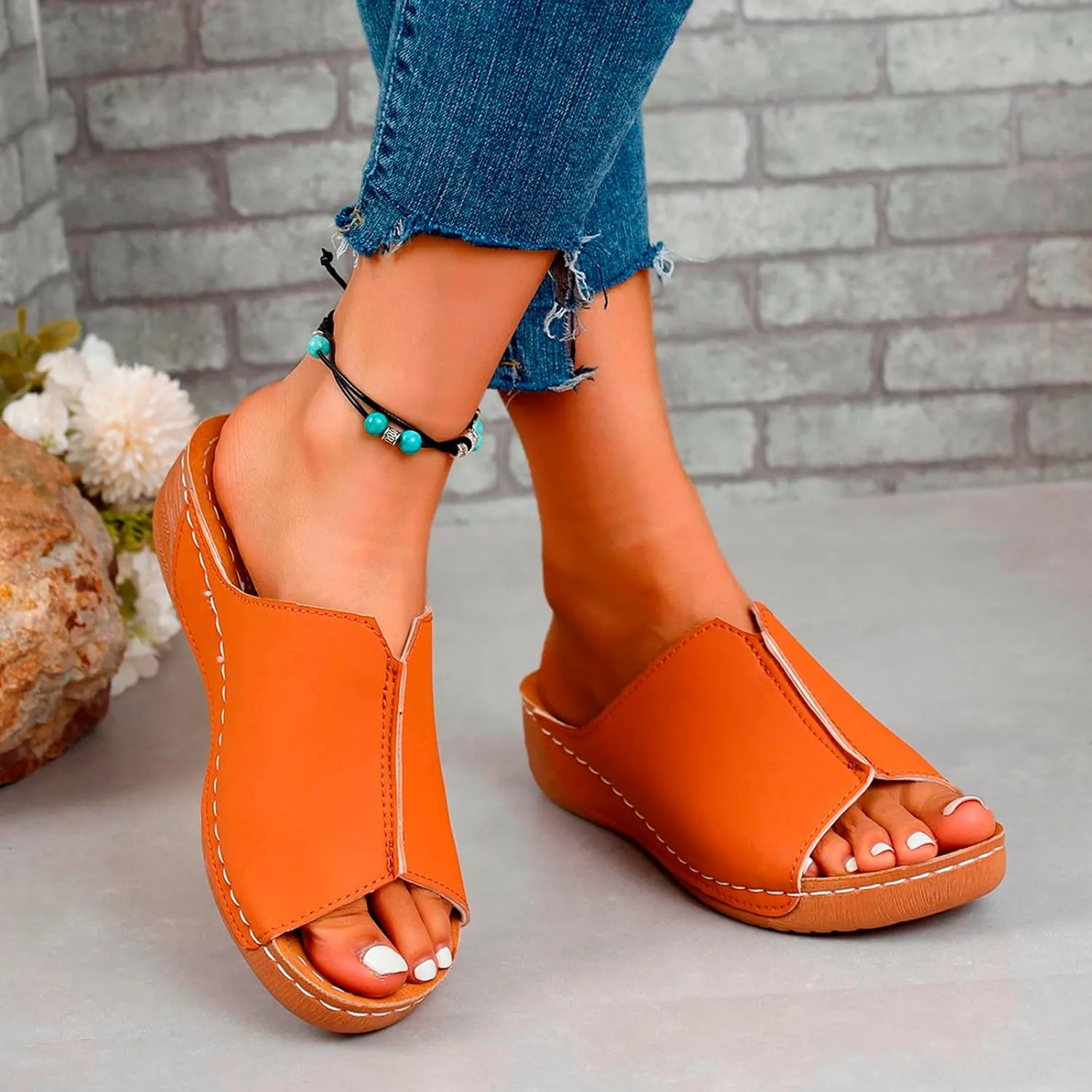 Platform Sandals Women Orthopedic Sandals Arch Support Summer Lightweight Sandals Wedge Slippers Damping Sole