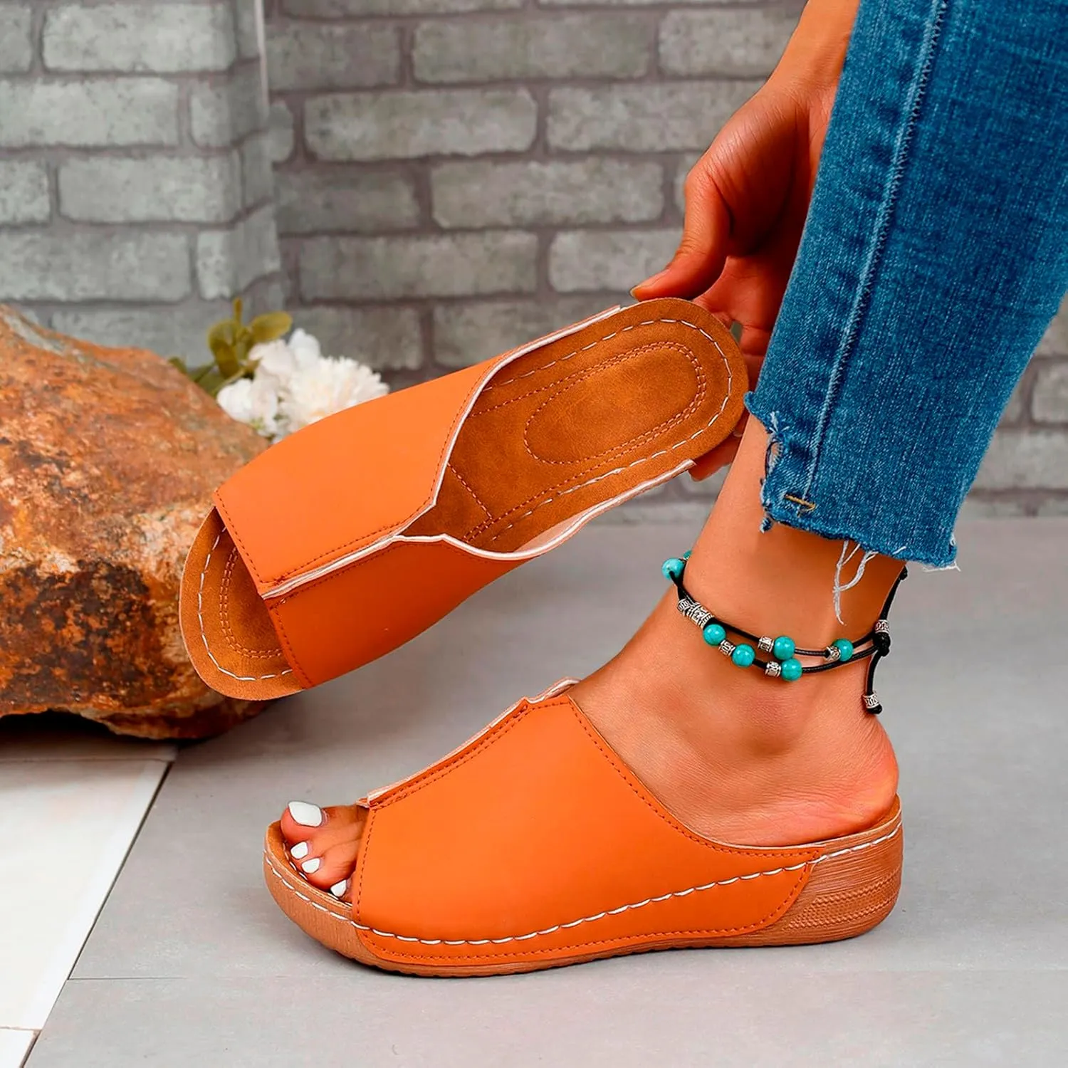 Platform Sandals Women Orthopedic Sandals Arch Support Summer Lightweight Sandals Wedge Slippers Damping Sole