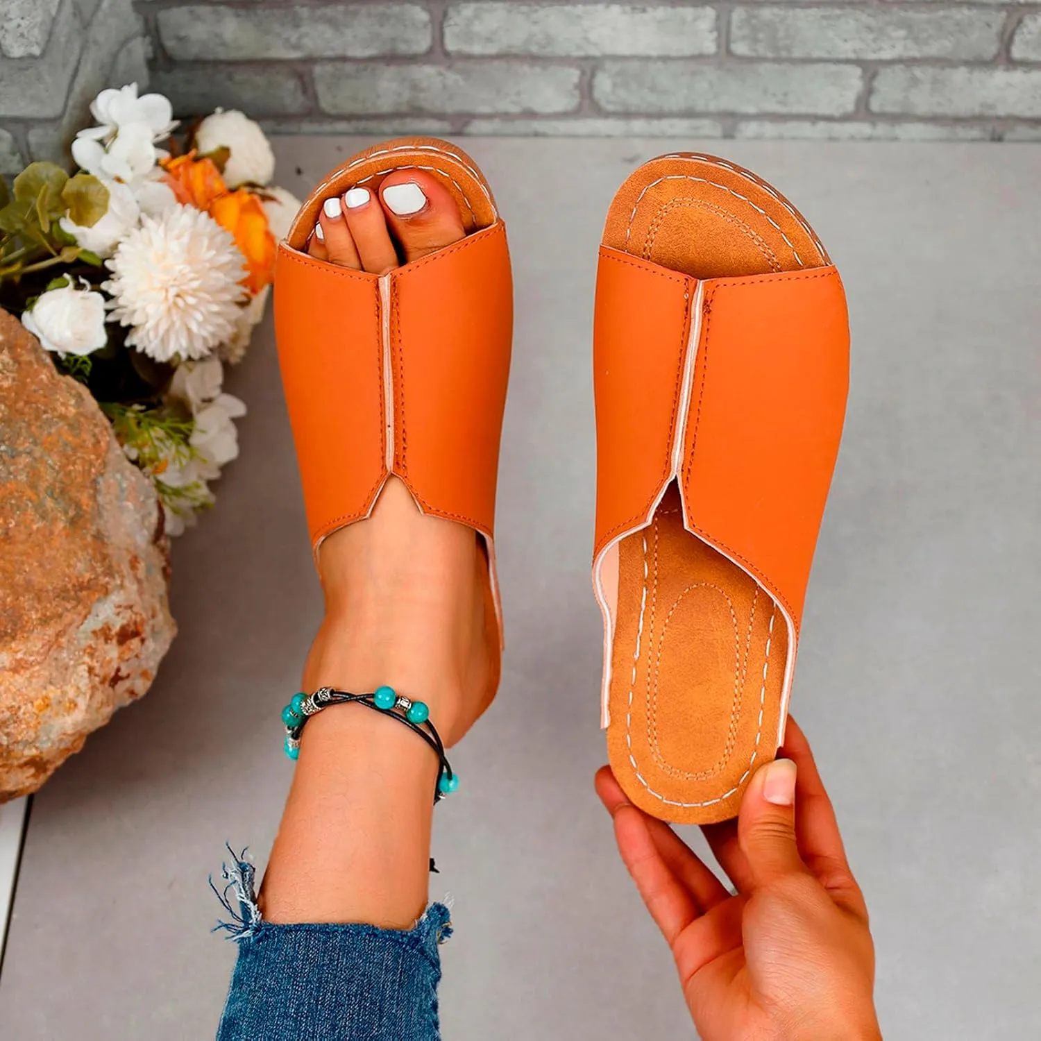 Platform Sandals Women Orthopedic Sandals Arch Support Summer Lightweight Sandals Wedge Slippers Damping Sole
