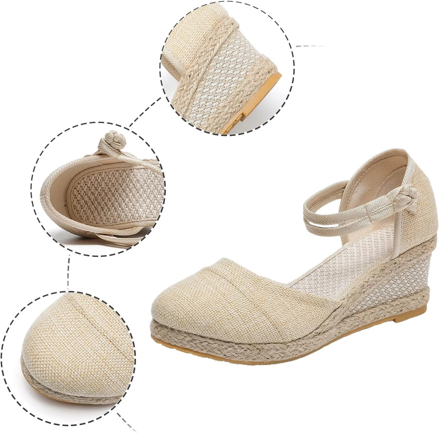 Platform Wedges Sandals for Women,Summer Closed Toe Sandals Women Comfortable Ankle Strap Espadrilles Wedge Sandals Fashion Platform Sandals Women Casual Slip on Sandals Beach Sandals Dress Shoes