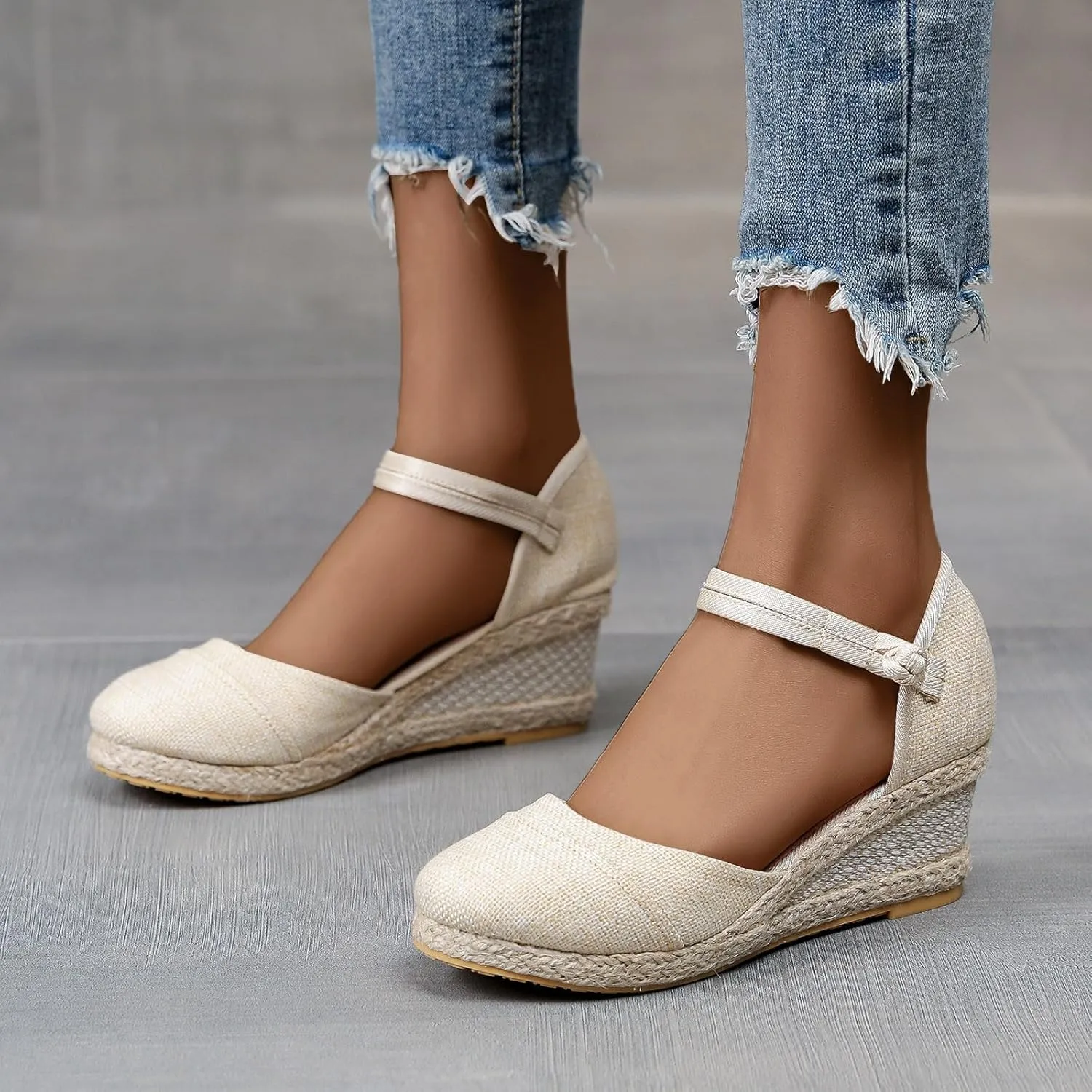 Platform Wedges Sandals for Women,Summer Closed Toe Sandals Women Comfortable Ankle Strap Espadrilles Wedge Sandals Fashion Platform Sandals Women Casual Slip on Sandals Beach Sandals Dress Shoes