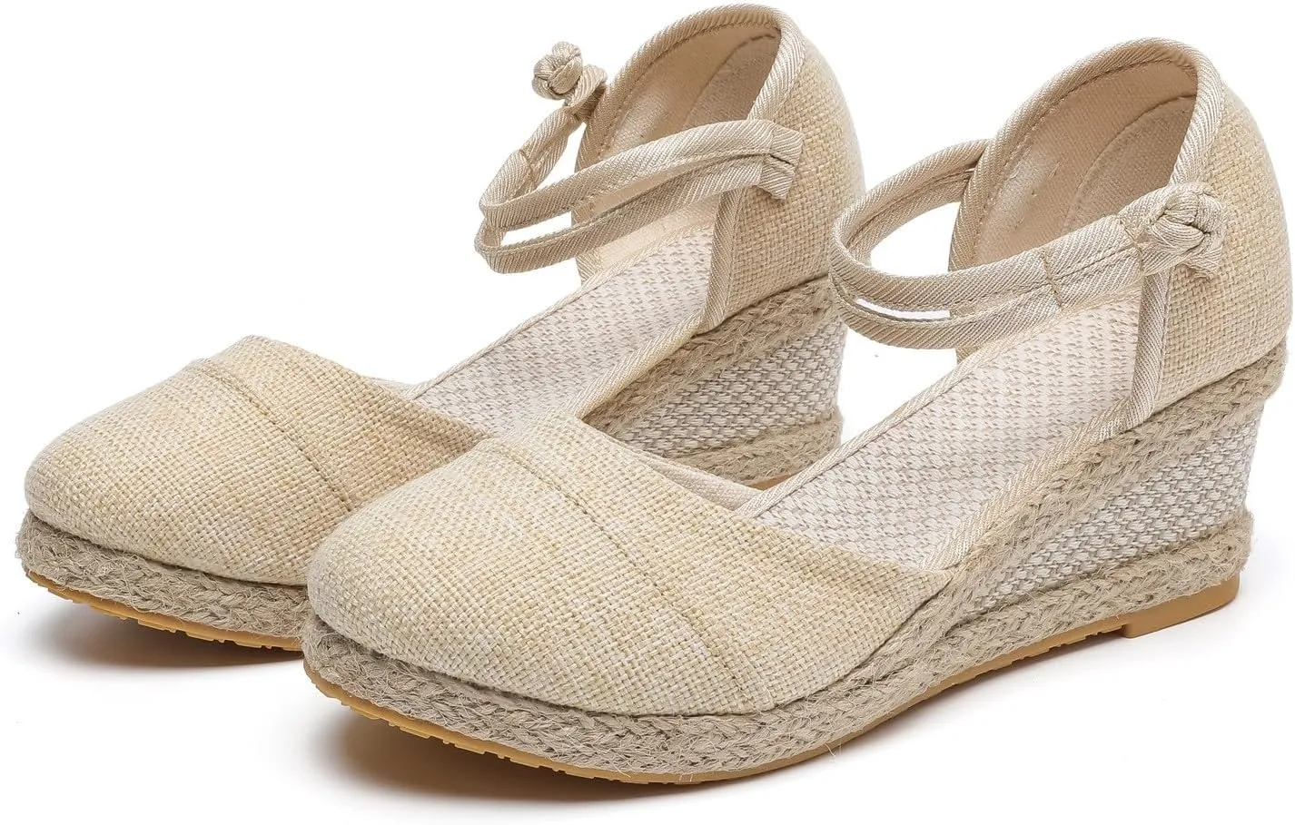 Platform Wedges Sandals for Women,Summer Closed Toe Sandals Women Comfortable Ankle Strap Espadrilles Wedge Sandals Fashion Platform Sandals Women Casual Slip on Sandals Beach Sandals Dress Shoes