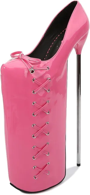 POOSR 30CM High Heels, Fashion Platforms Party Dress Shoes, Nightclub Pole Dancing Shoes, Patent Leather Bow Sandals
