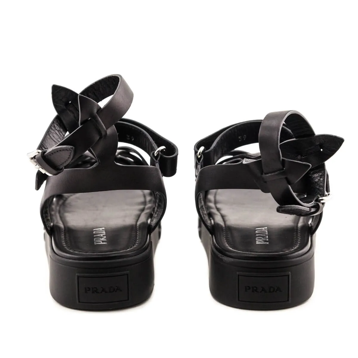 Prada Black Braided Leather Gladiator Sandals Size US 9 | IT 39
