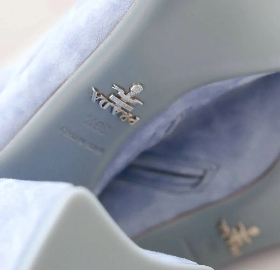 Prada light blue suede suede over-the-knee high boots