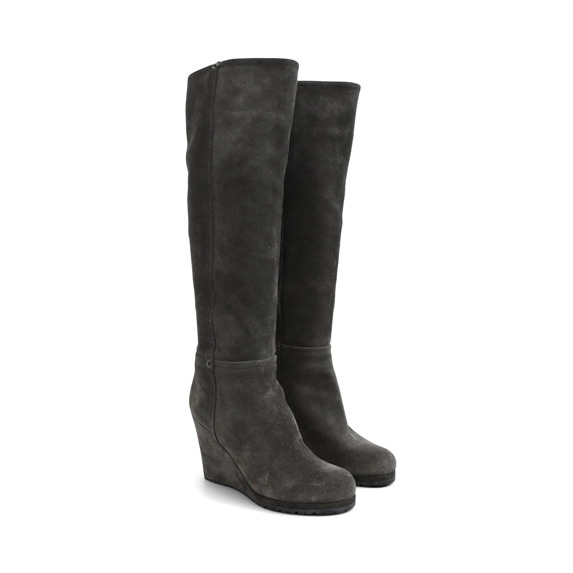 Prada Suede Wedge Boots - Women's 36.5