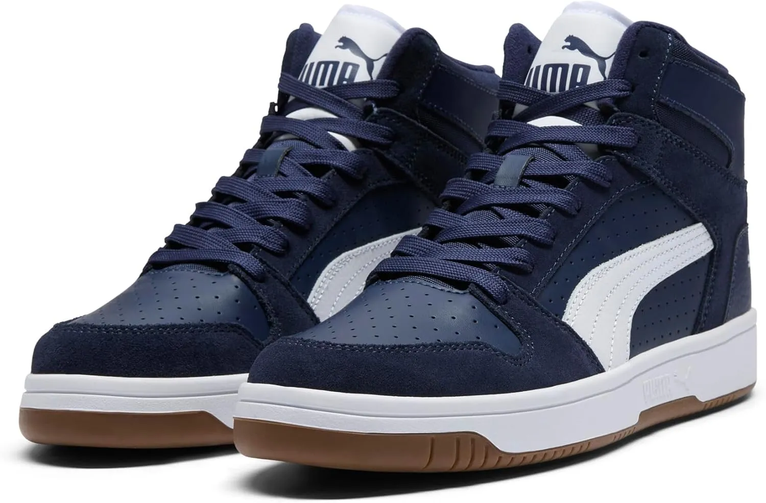 PUMA Men's Rebound Layup Mid Shoes Sneaker, Navy-White, 8