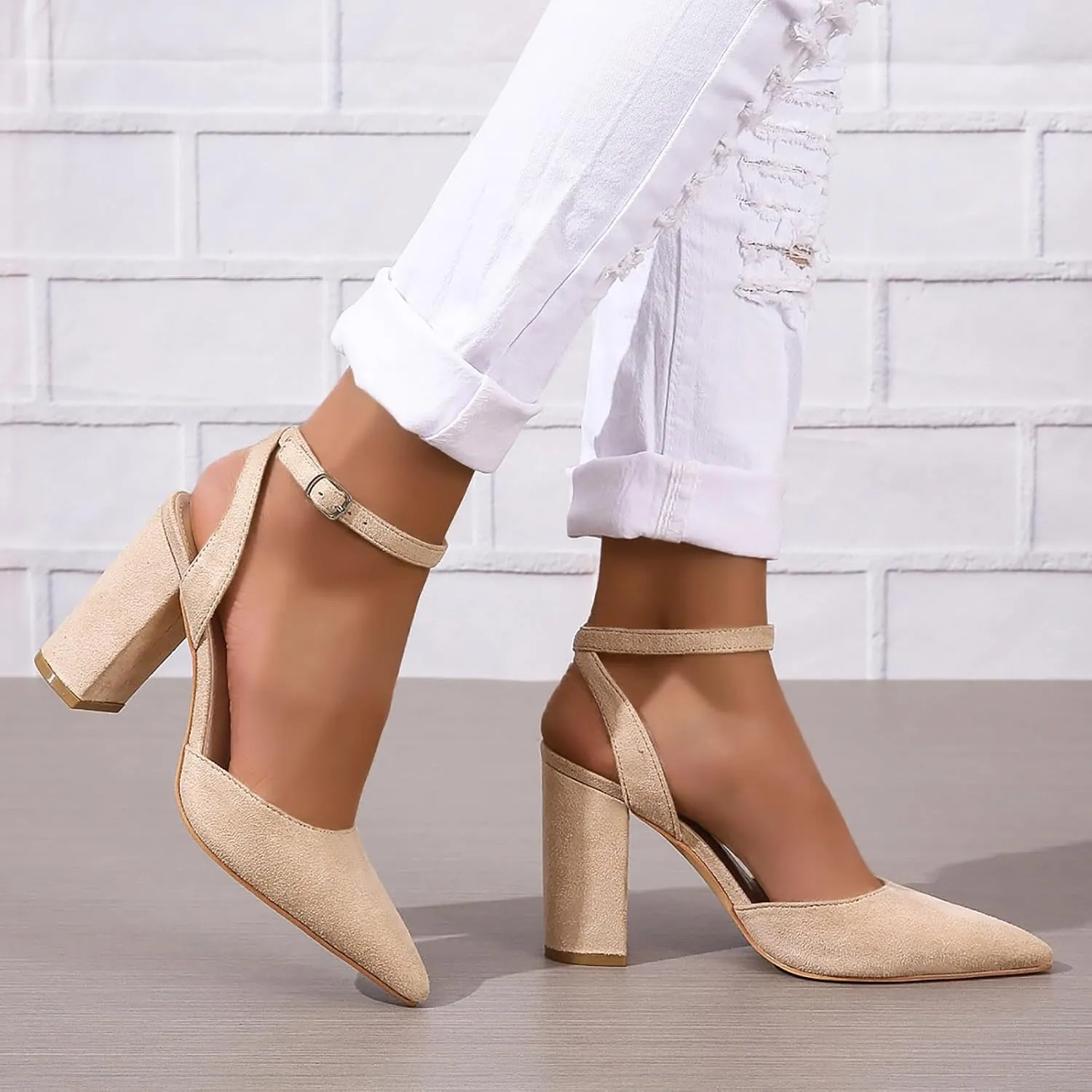 Pumps Shoes Women's Platform Chunky High Heels Opentoe Block Ankle Strap Dress Bridal Party Wedding Shoes