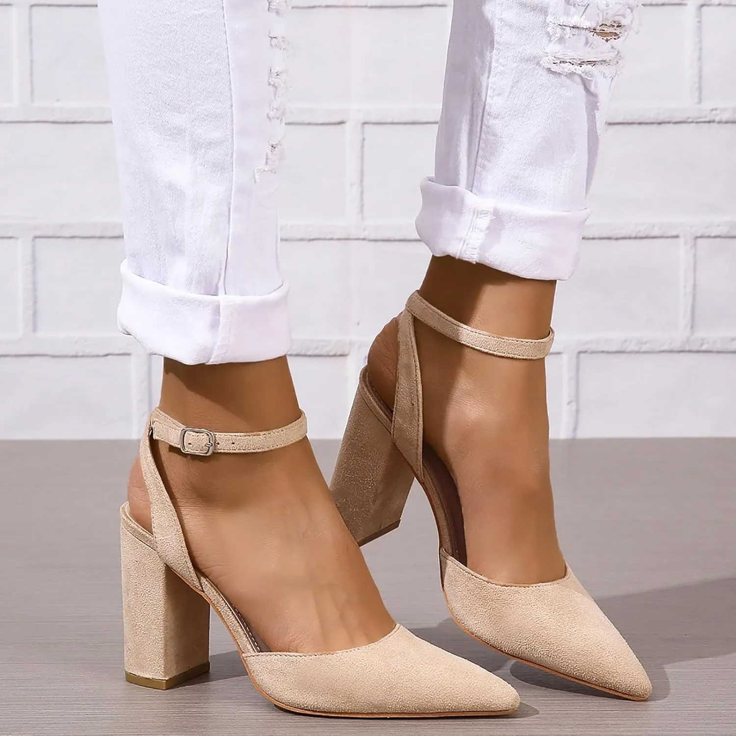 Pumps Shoes Women's Platform Chunky High Heels Opentoe Block Ankle Strap Dress Bridal Party Wedding Shoes
