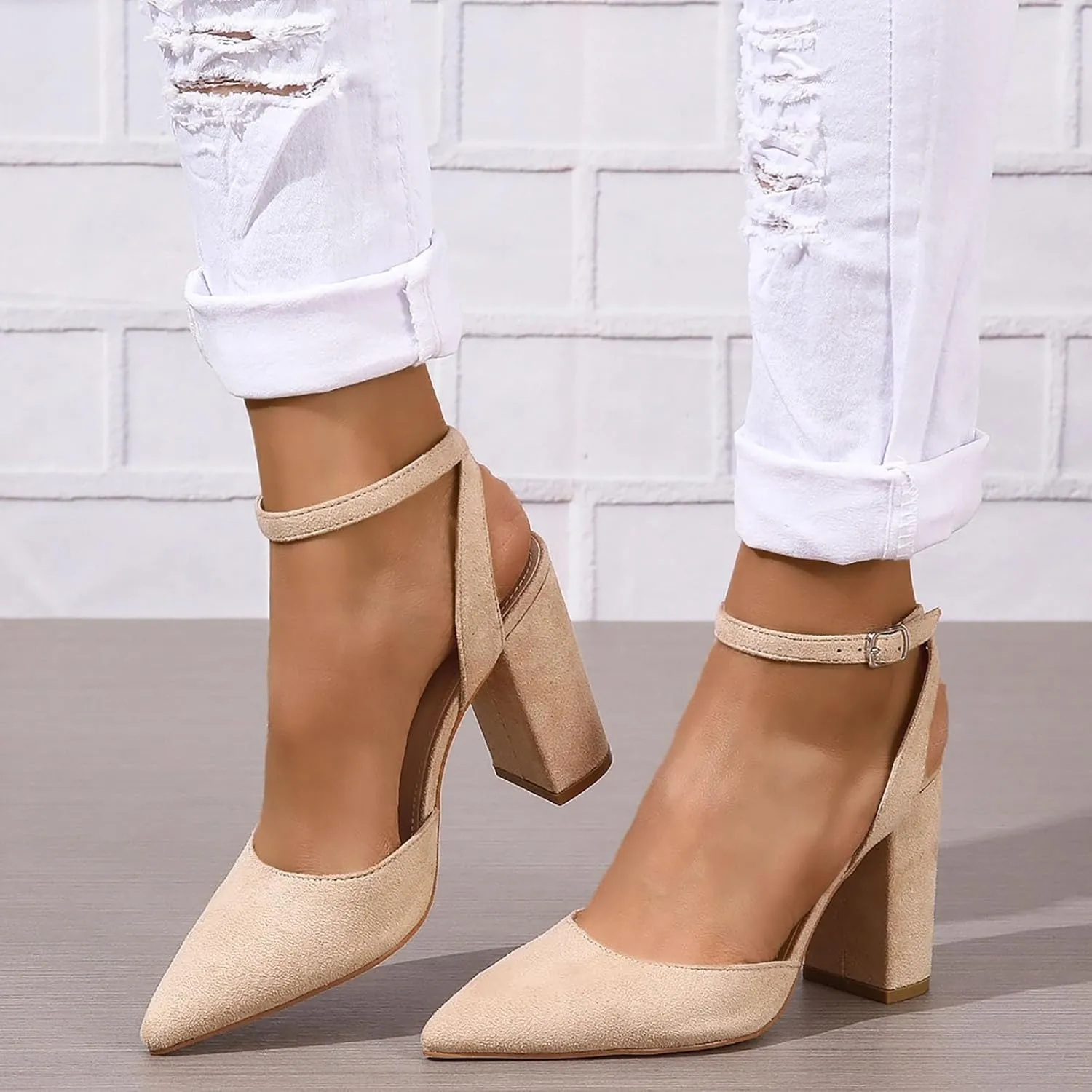 Pumps Shoes Women's Platform Chunky High Heels Opentoe Block Ankle Strap Dress Bridal Party Wedding Shoes
