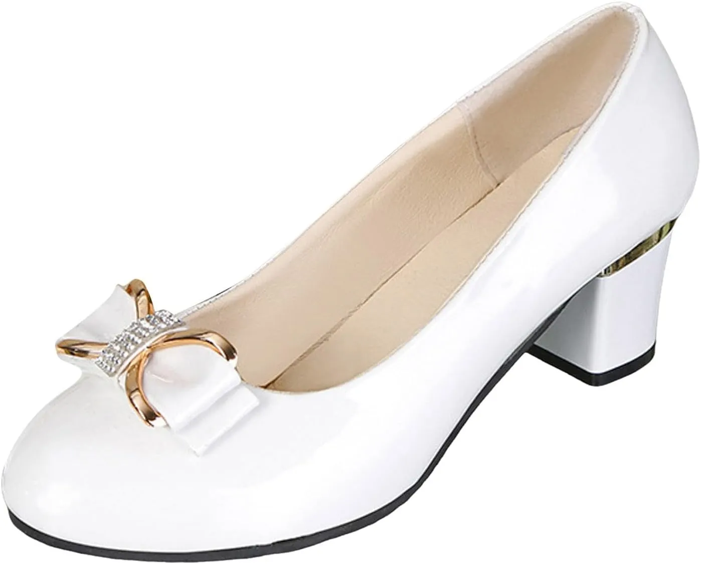 Pumps Shoes Women's Thick Heel Pointed Toe Shoes Fashionable Shiny Large Size Four Seasons Leisure High Heels