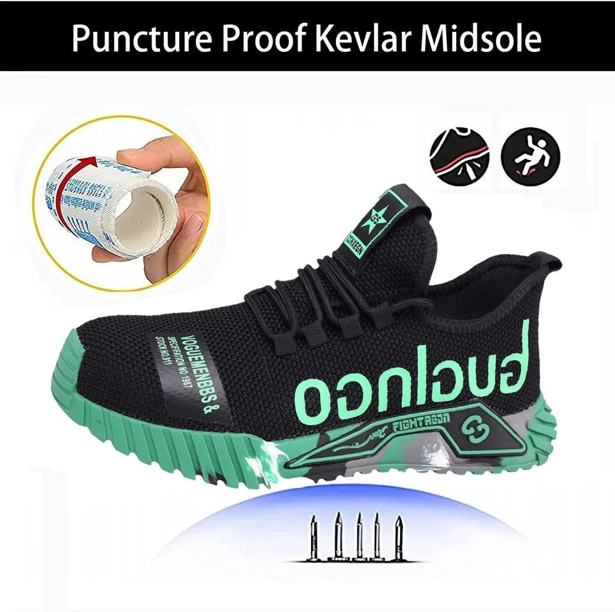 Puncture Proof Comfortable Breathable Safety Shoes,Mens Work Safety Outdoor Protection Footwear Industrial and Construction,